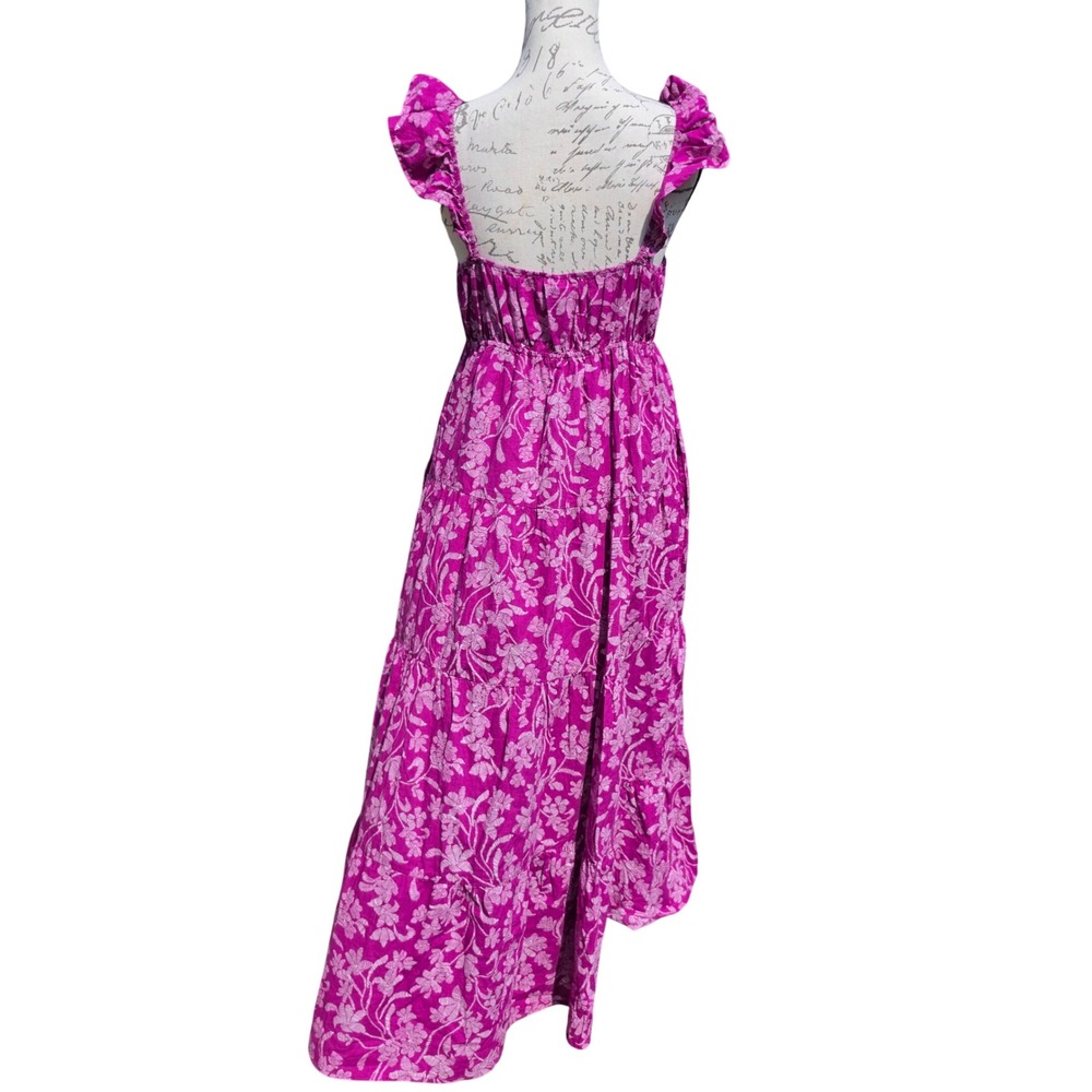 Universal Thread NWT Purple Floral Tiered Midi Dress Ruffle Strap Cotton Small - Picture 4 of 9